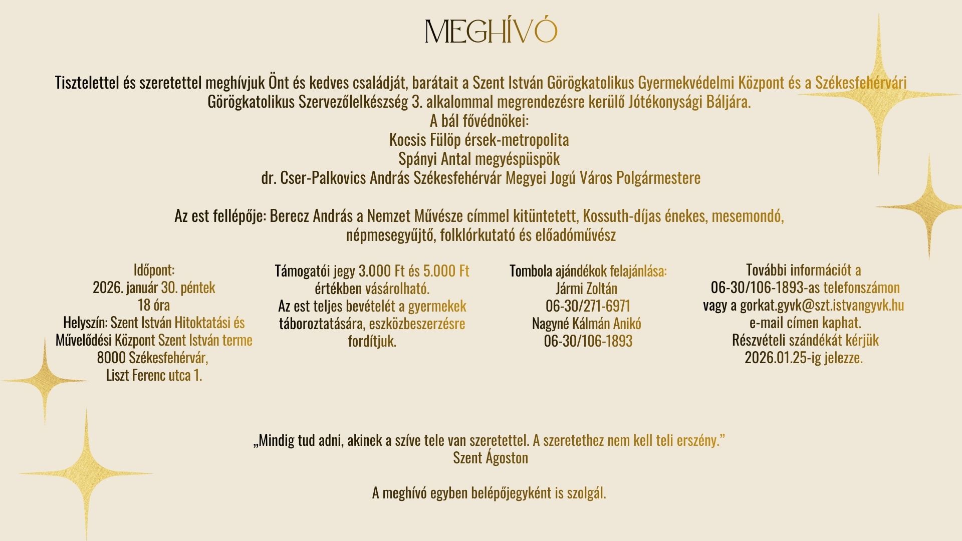 Jótékonysági bált rendez a Görögkatolikus Gyermekvédelmi Központ